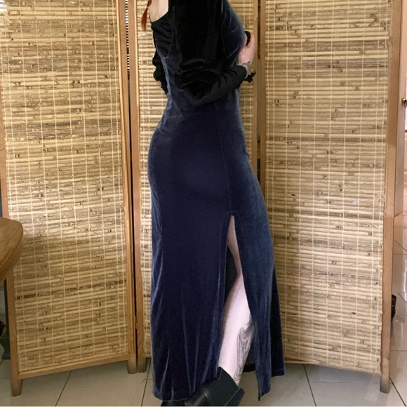 90’s blue stretch velvet Rampage dress. Size M. - Picture 5 of 9